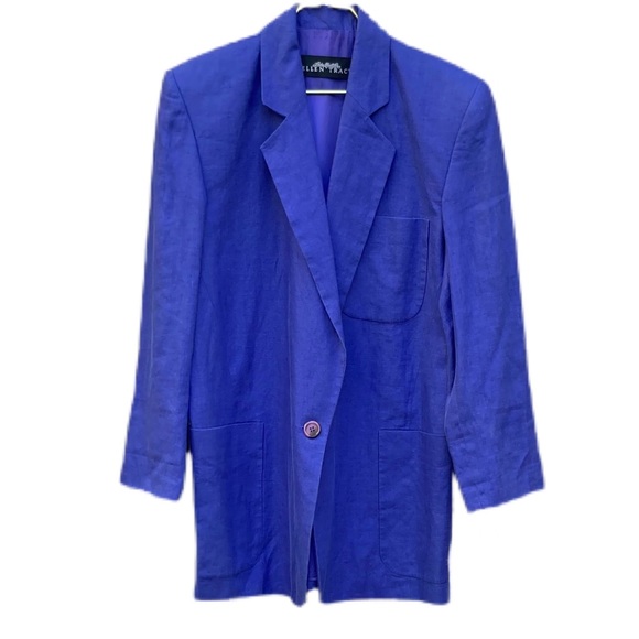 Vintage Jackets & Blazers - VINTAGE LINDA ALLARD ELLEN TRACY 100% LINEN  BLAZER MADE IN KOREA